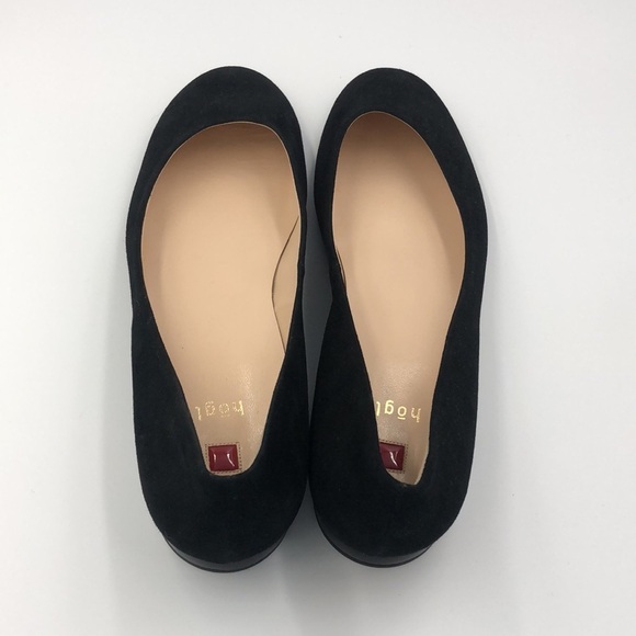 NWOT Hogl Femality Ballerina Flat Shoe Suede Outer Leather Inner Imported Black - Picture 2 of 6